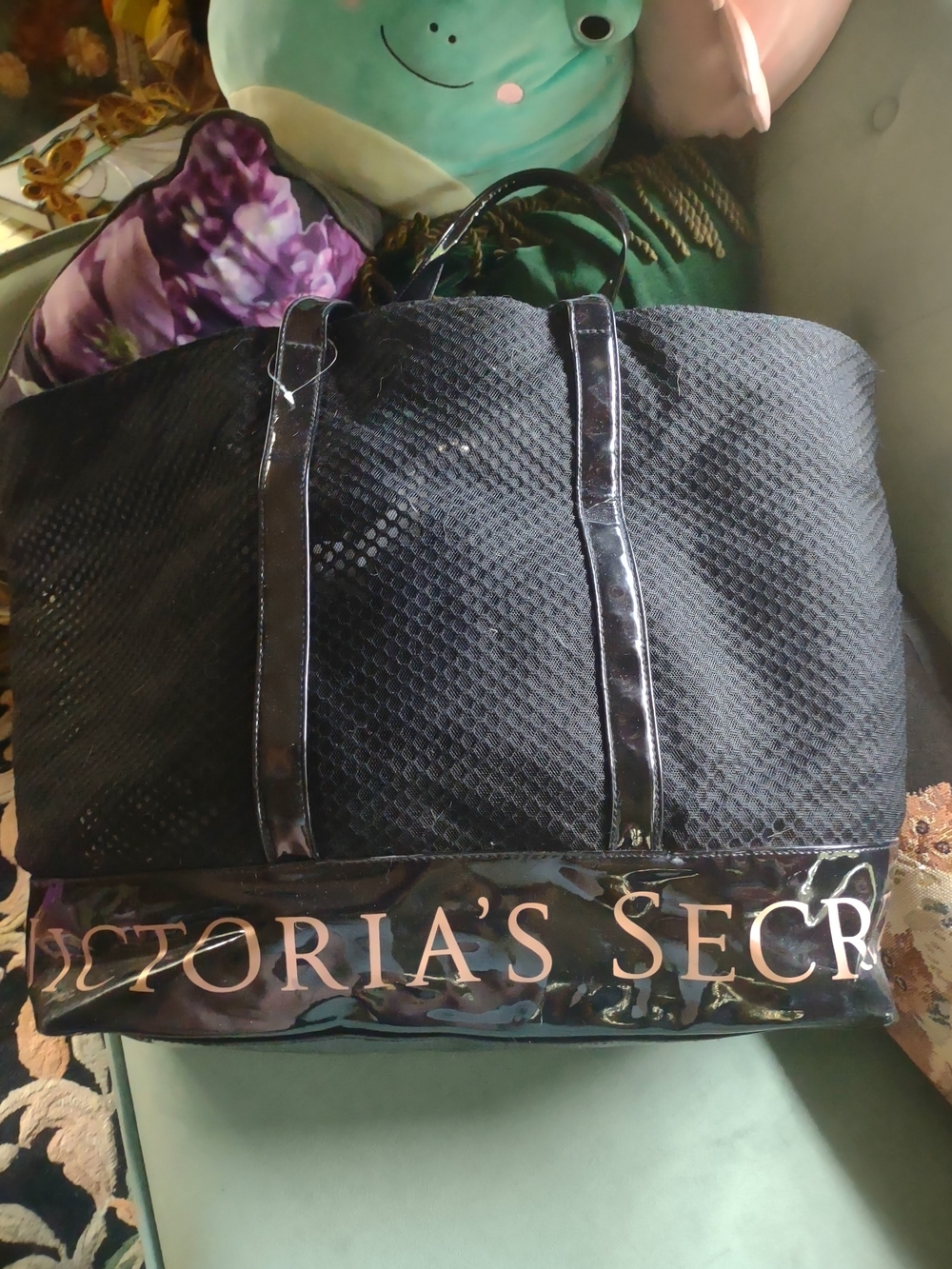 Victoria's Secret Black Tote with Glossy Trim